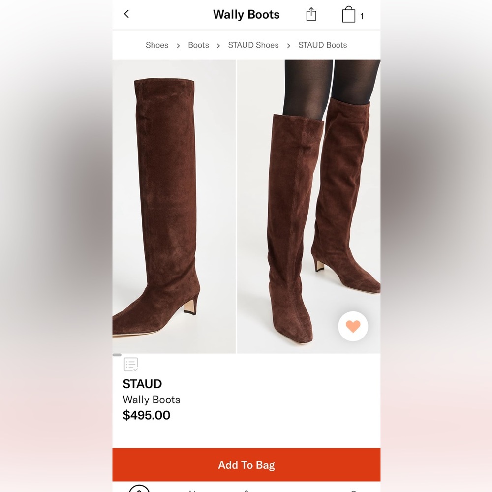 Staud Wally boots in mahogany suede size 39